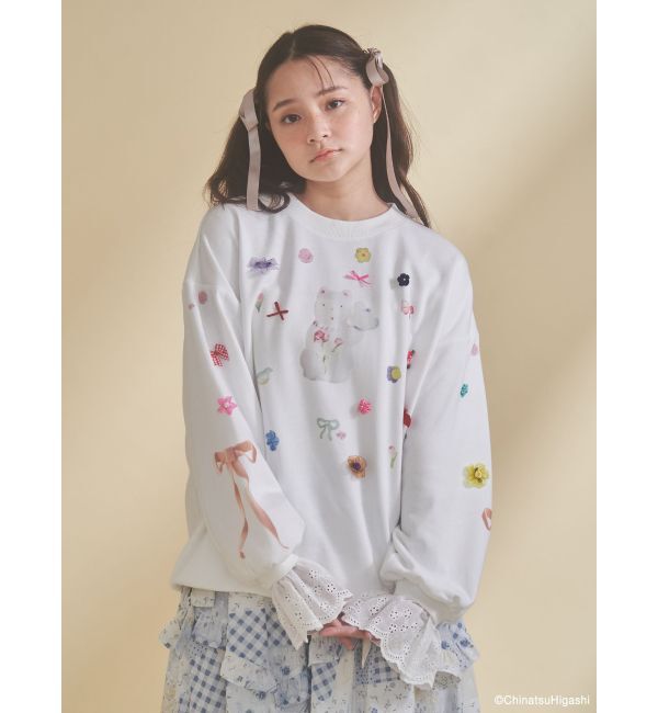 merry jenny「New Wave Sugar cat lace sweat」|スウェット・ジャージ|