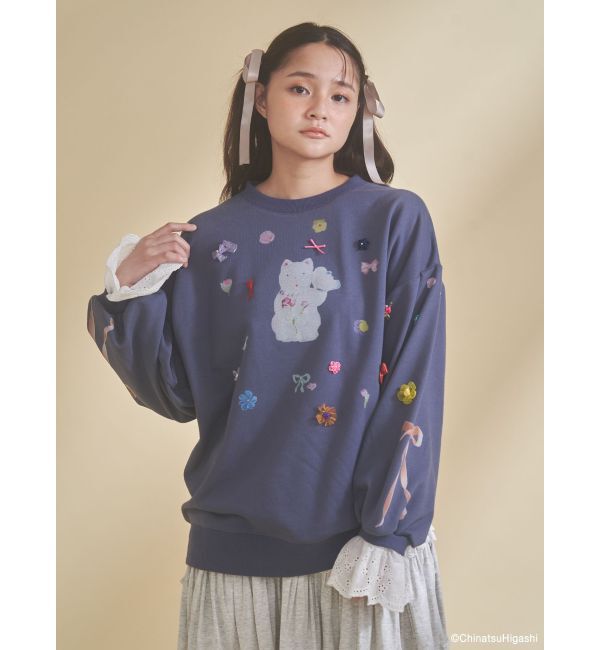 merry jenny「New Wave Sugar cat lace sweat」|スウェット・ジャージ|