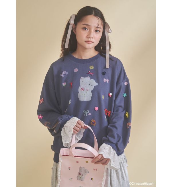 merry jenny「New Wave Sugar cat lace sweat」|スウェット・ジャージ|