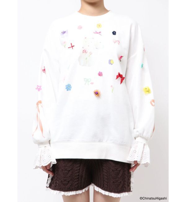 merry jenny「New Wave Sugar cat lace sweat」|スウェット・ジャージ|