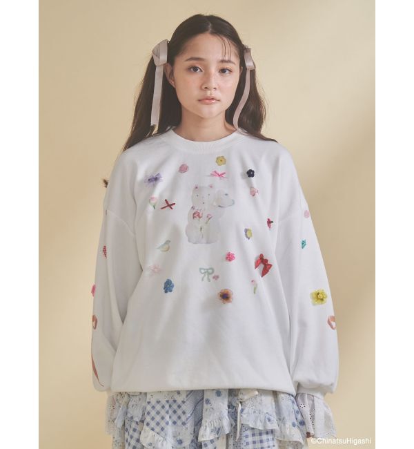 merry jenny「New Wave Sugar cat lace sweat」|スウェット・ジャージ|