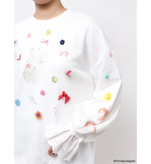 merry jenny「New Wave Sugar cat lace sweat」|スウェット・ジャージ|