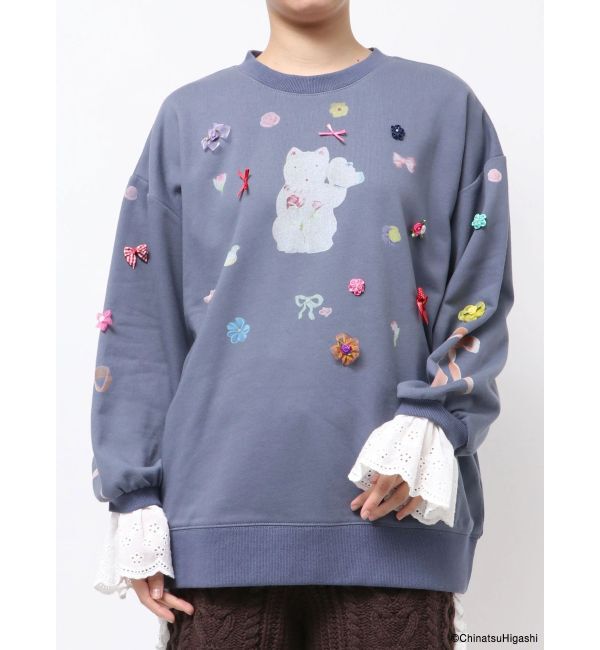 merry jenny「New Wave Sugar cat lace sweat」|スウェット・ジャージ|