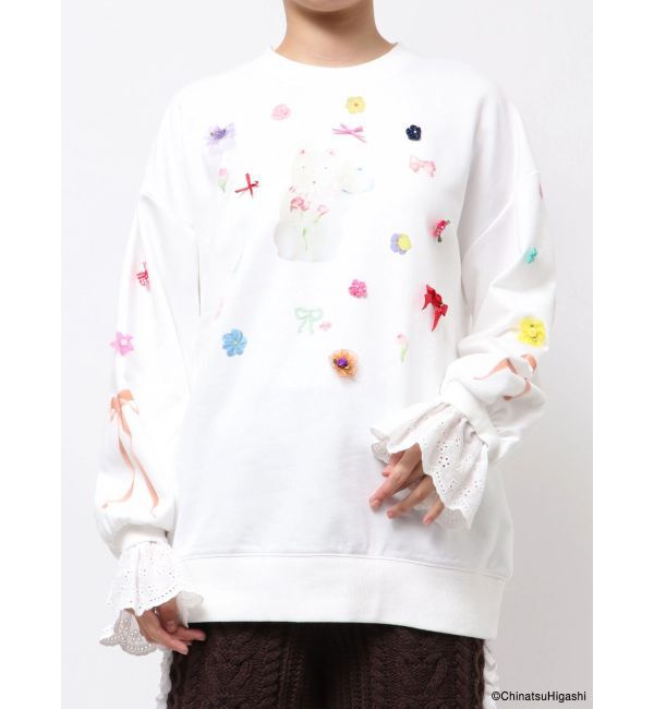 merry jenny「New Wave Sugar cat lace sweat」|スウェット・ジャージ|