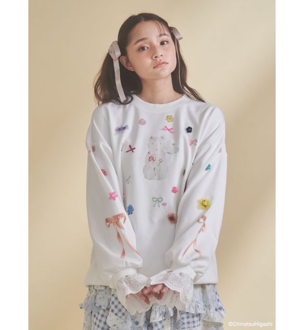 merry jenny「New Wave Sugar cat lace sweat」|スウェット・ジャージ|