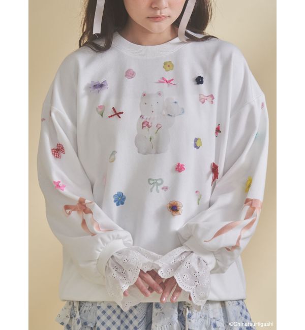 merry jenny「New Wave Sugar cat lace sweat」|スウェット・ジャージ|
