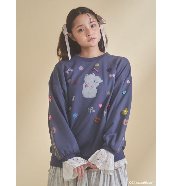 merry jenny「New Wave Sugar cat lace sweat」|スウェット・ジャージ|