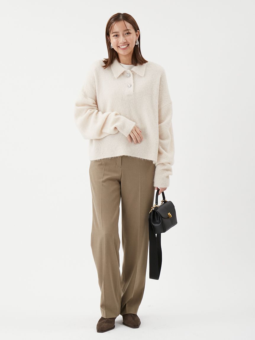 Mila Owen「ウエストシューレース付きテーパードパンツ」|チノ|