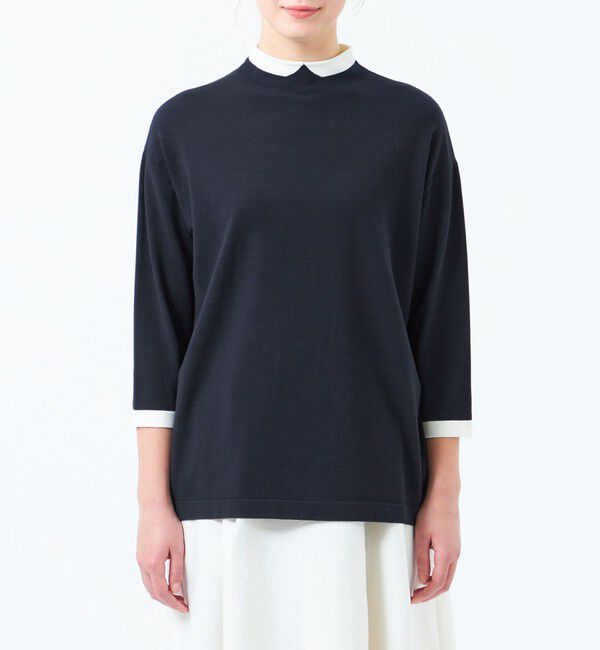 MACKINTOSH PHILOSOPHY「Cleric Collar Knit ワイドフィット(七分袖)」|ニット・セーター|