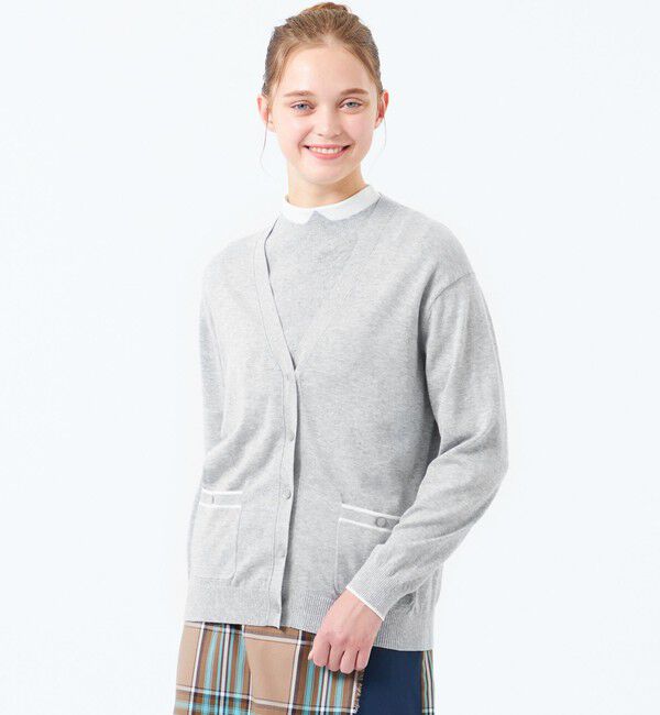 MACKINTOSH PHILOSOPHY「トリミングカラーVネックカーディガン」|ニット・セーター|グレー