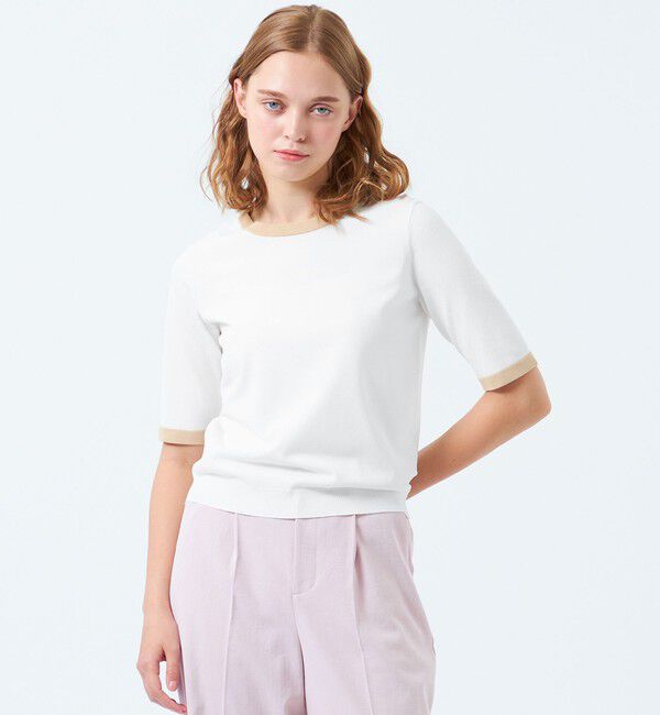 MACKINTOSH PHILOSOPHY「バイカラートリムニットプルオーバー」|ニット・セーター|オフホワイト