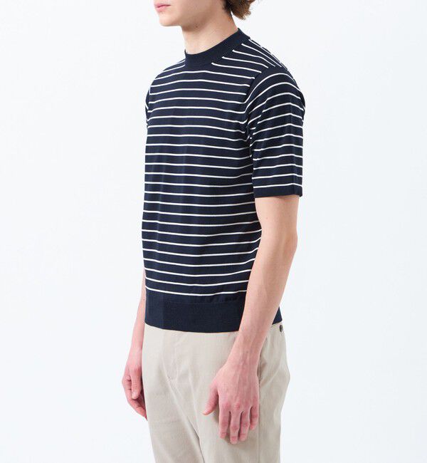 MACKINTOSH PHILOSOPHY「TEXBRIDプレーティング 半袖セミモックネックプルオーバーニット」|ニット・セーター|