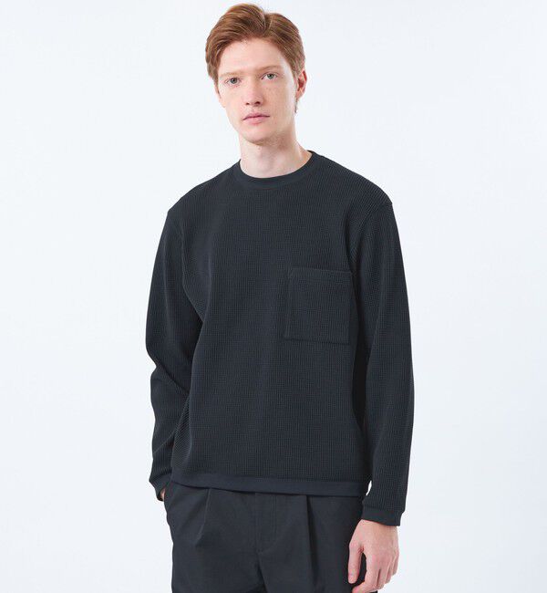 MACKINTOSH PHILOSOPHY「ブリテック クルーネックロンT テクノワッフル」|Tシャツ・カットソー|ブラック