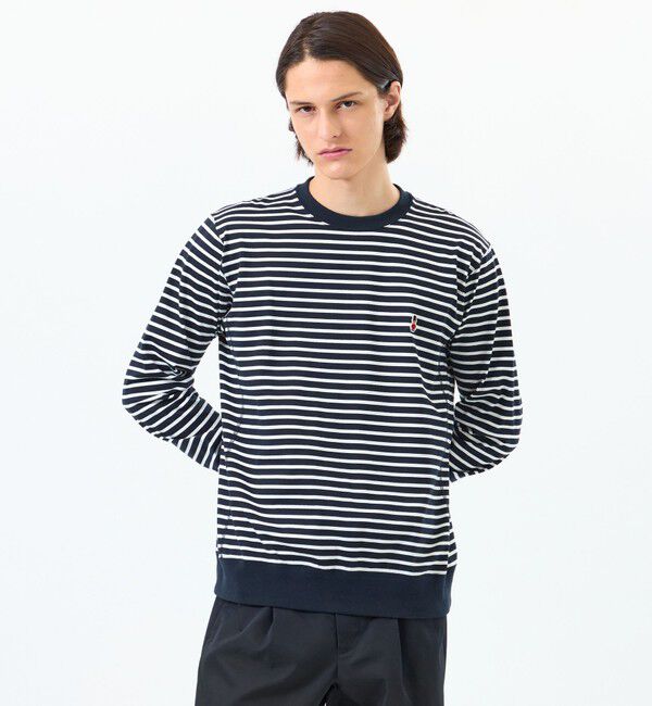 MACKINTOSH PHILOSOPHY「バッキンガムベア バスク天竺 ワイドリブロンT」|Tシャツ・カットソー|ネイビーボーダー