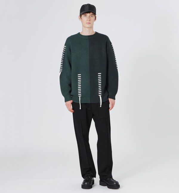  「バイカラーポイントスレッドプルオーバー」|ニット・セーター|