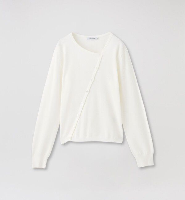  「バイアスフロントカーディガン」|ニット・セーター|ホワイト