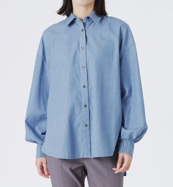  「デニムバックギャザーブラウス」|シャツ・ブラウス|