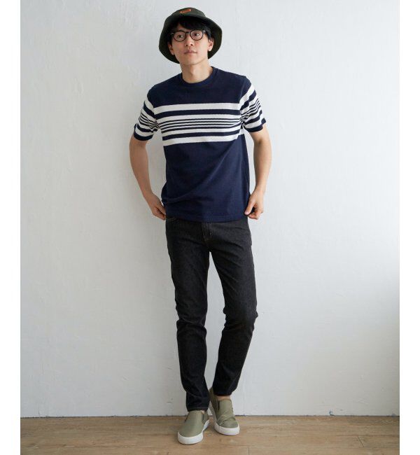 ikka「パイナップルパネルボーダーTシャツ」|Tシャツ・カットソー|