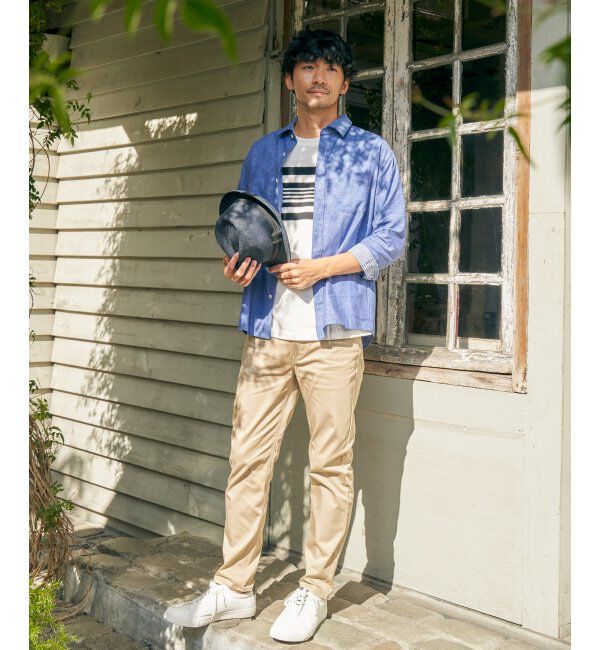 ikka「パイナップルパネルボーダーTシャツ」|Tシャツ・カットソー|