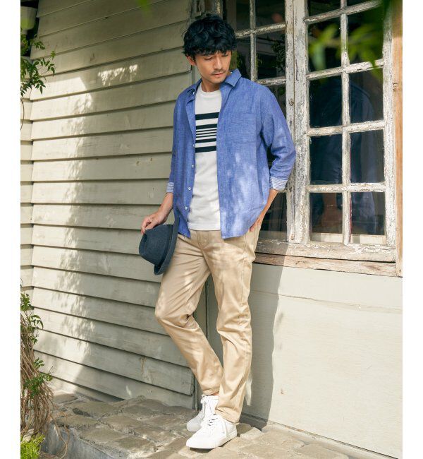 ikka「パイナップルパネルボーダーTシャツ」|Tシャツ・カットソー|