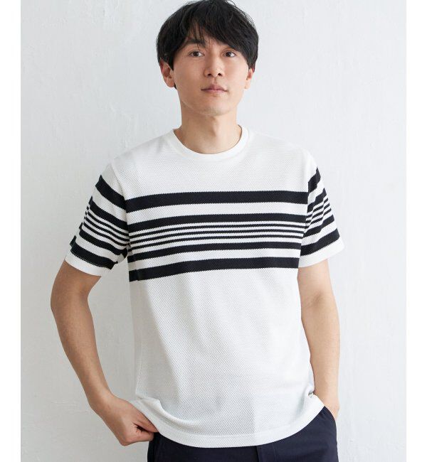 ikka「パイナップルパネルボーダーTシャツ」|Tシャツ・カットソー|