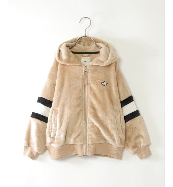 ikka kids「ファーフリース袖切り替えパーカー（110~160cm）」|その他|ベージュ