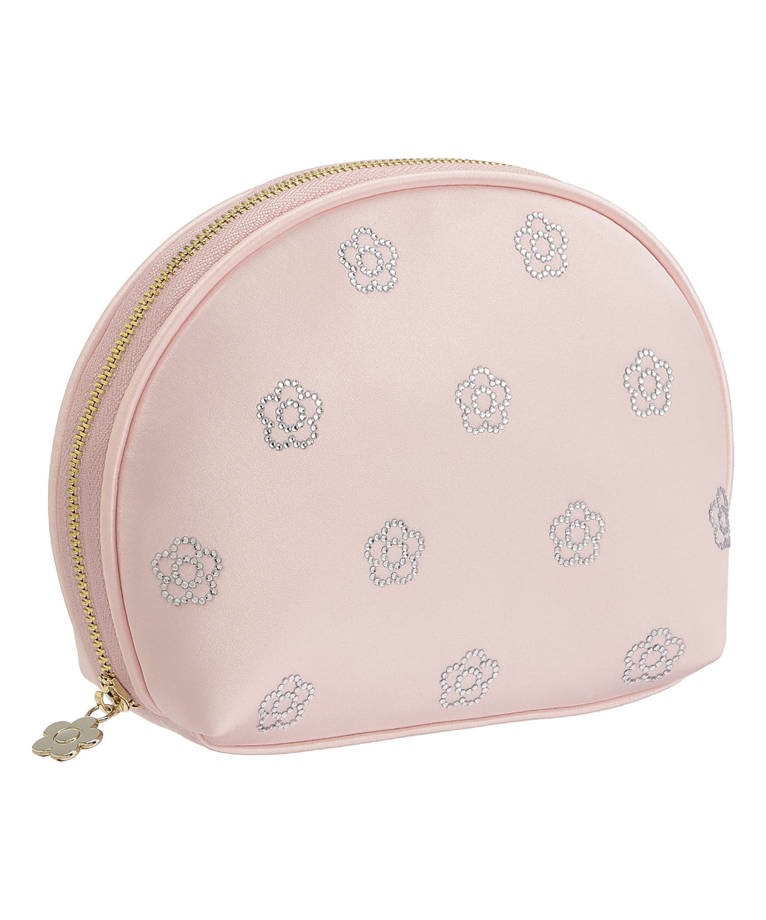 MARY QUANT「ビジューデイジーホットフィックス ラウンドポーチL」|ポーチ|ピンク