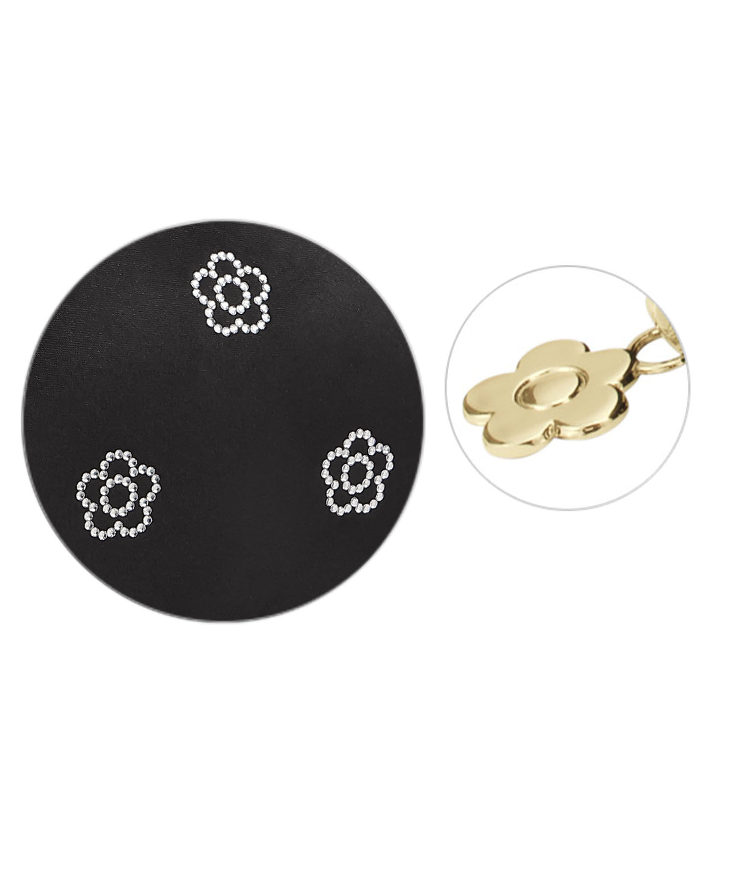 MARY QUANT「ビジューデイジーホットフィックス 舟型ティッシュケース」|ポーチ|