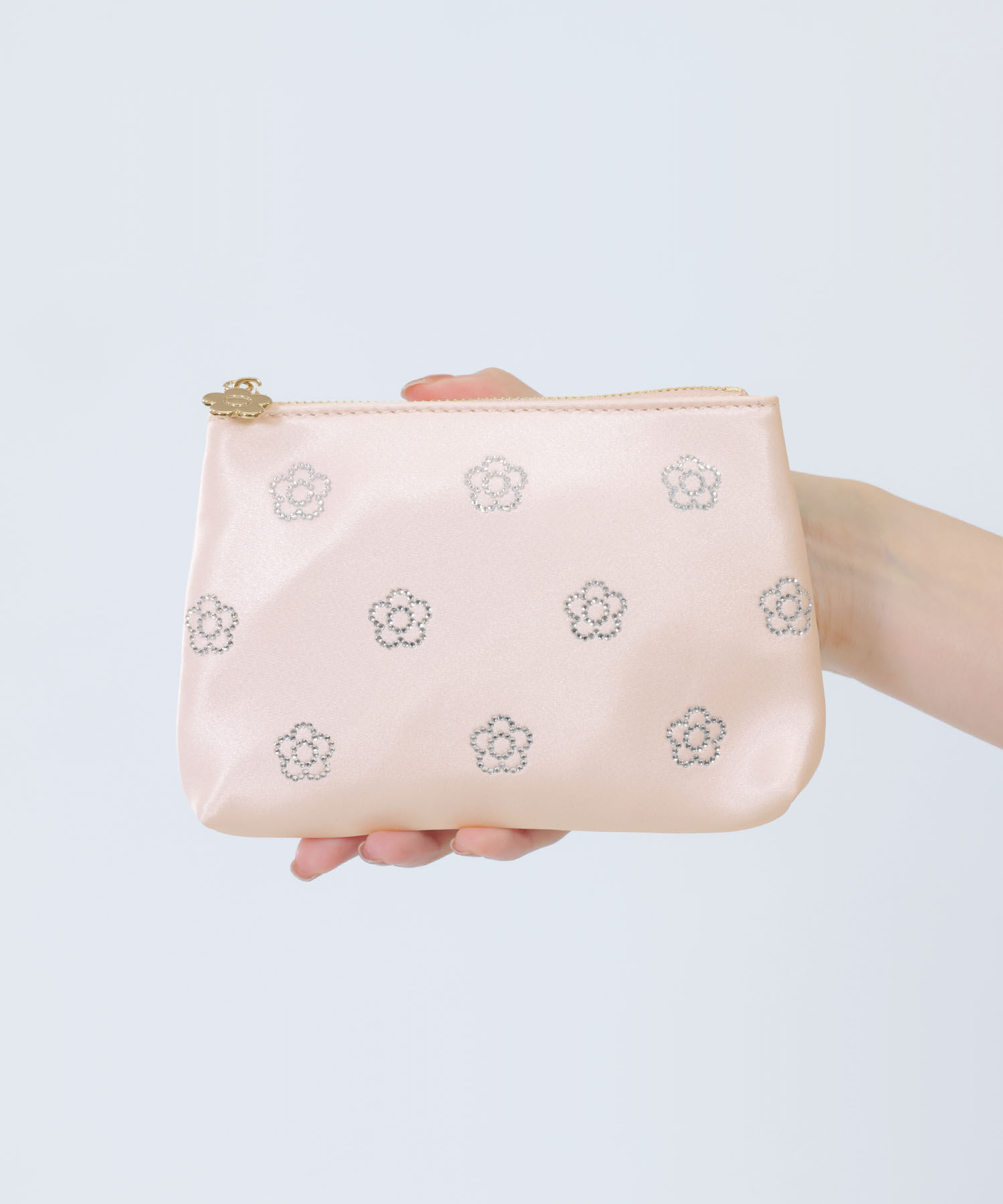 MARY QUANT「ビジューデイジーホットフィックス 舟型ティッシュケース」|ポーチ|ピンク