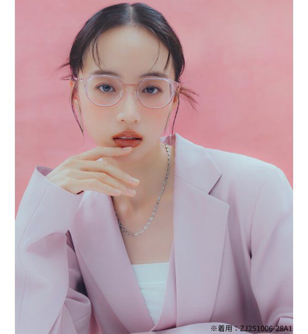  「MAQuillAGE(マキアージュ) コラボ｜ 血色感 メガネ | 中顔面短縮みえ メイク 大人可愛い レンズ交換券付」|メガネ|レッド