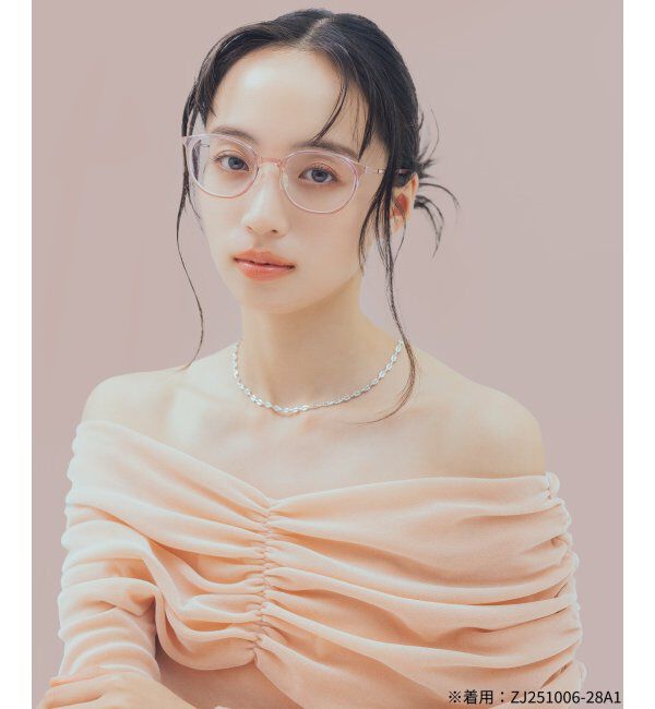  「MAQuillAGE(マキアージュ) コラボ｜ 血色感 メガネ | 中顔面短縮みえ メイク 大人可愛い レンズ交換券付」|メガネ|