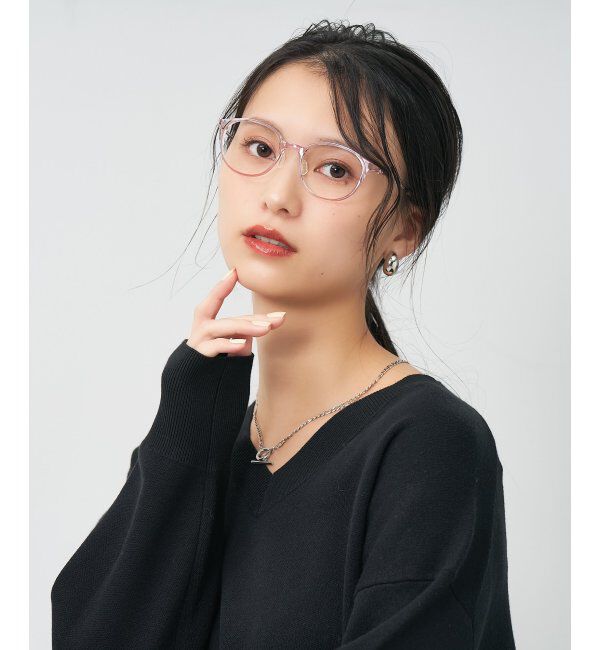  「MAQuillAGE(マキアージュ) コラボ｜ 血色感 メガネ | 中顔面短縮みえ メイク 大人可愛い レンズ交換券付」|メガネ|