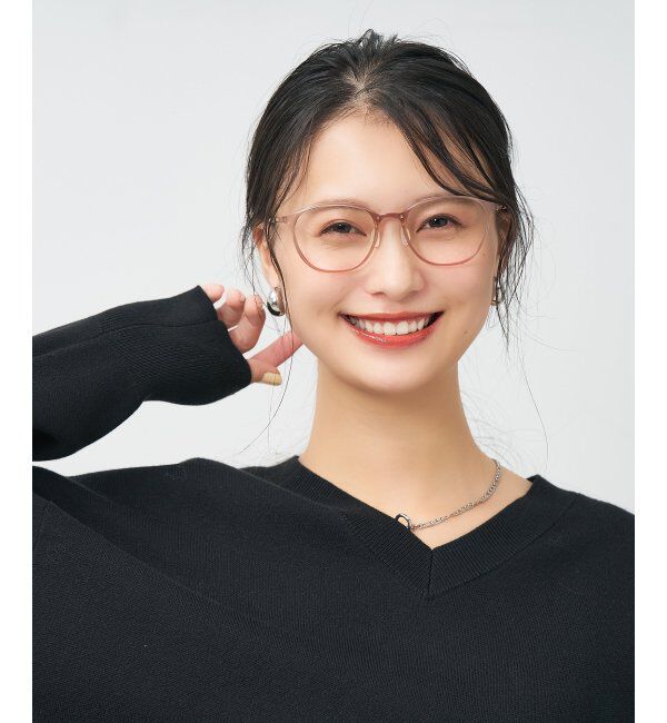  「MAQuillAGE(マキアージュ) コラボ｜ 血色感 メガネ | 中顔面短縮みえ メイク 大人可愛い レンズ交換券付」|メガネ|濃ブラウン1