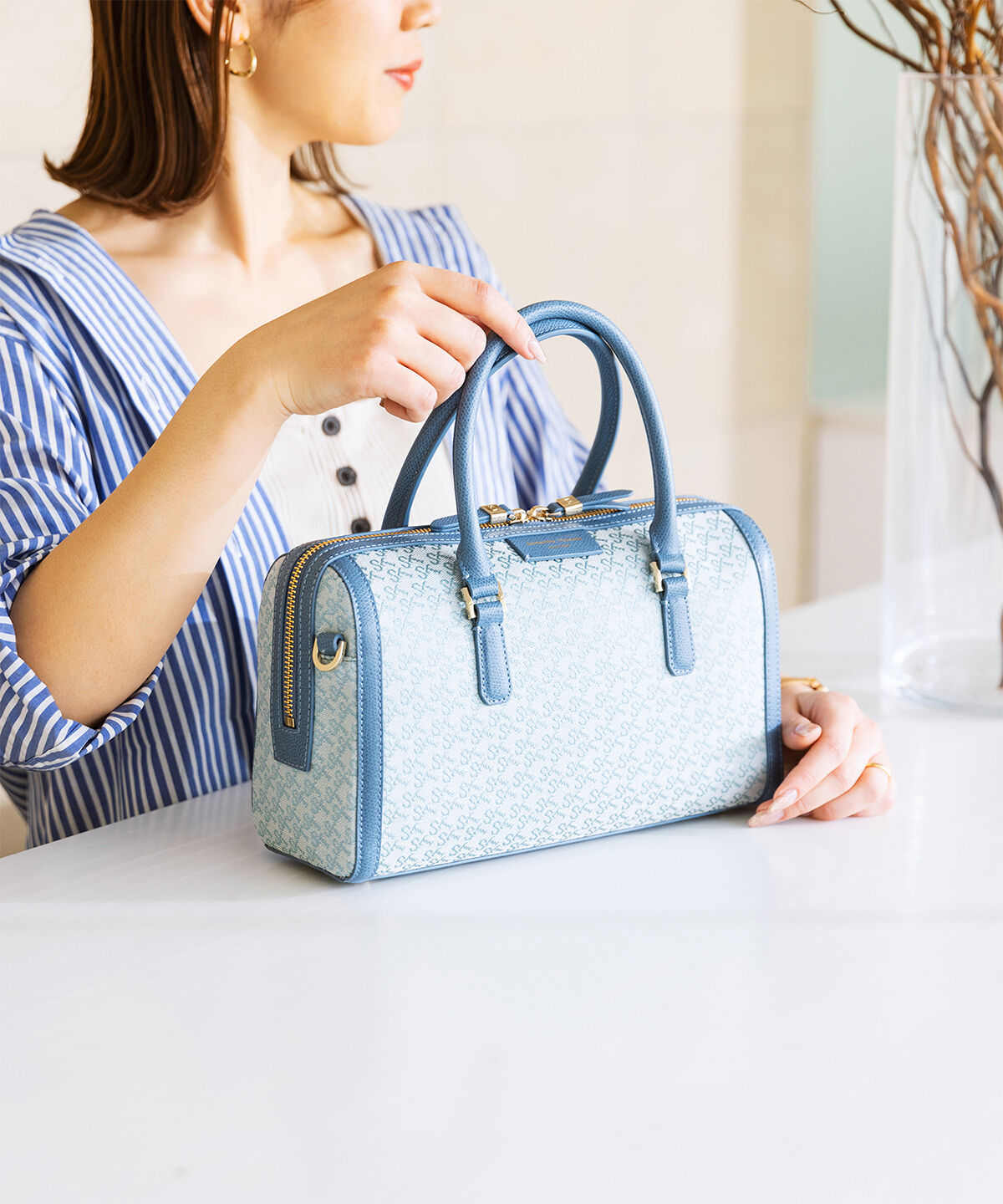 Samantha Thavasa「ST Jacquard ボストン オリゾンタール」|ボストンバッグ|