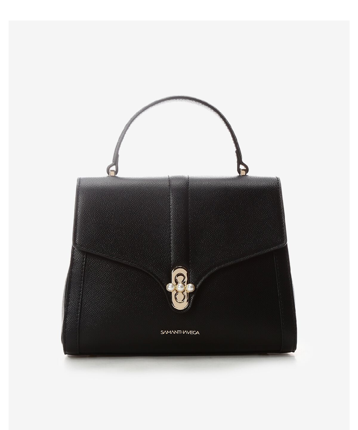 Samantha Vega「3連パールハンドバッグ」|ハンドバッグ|ブラック