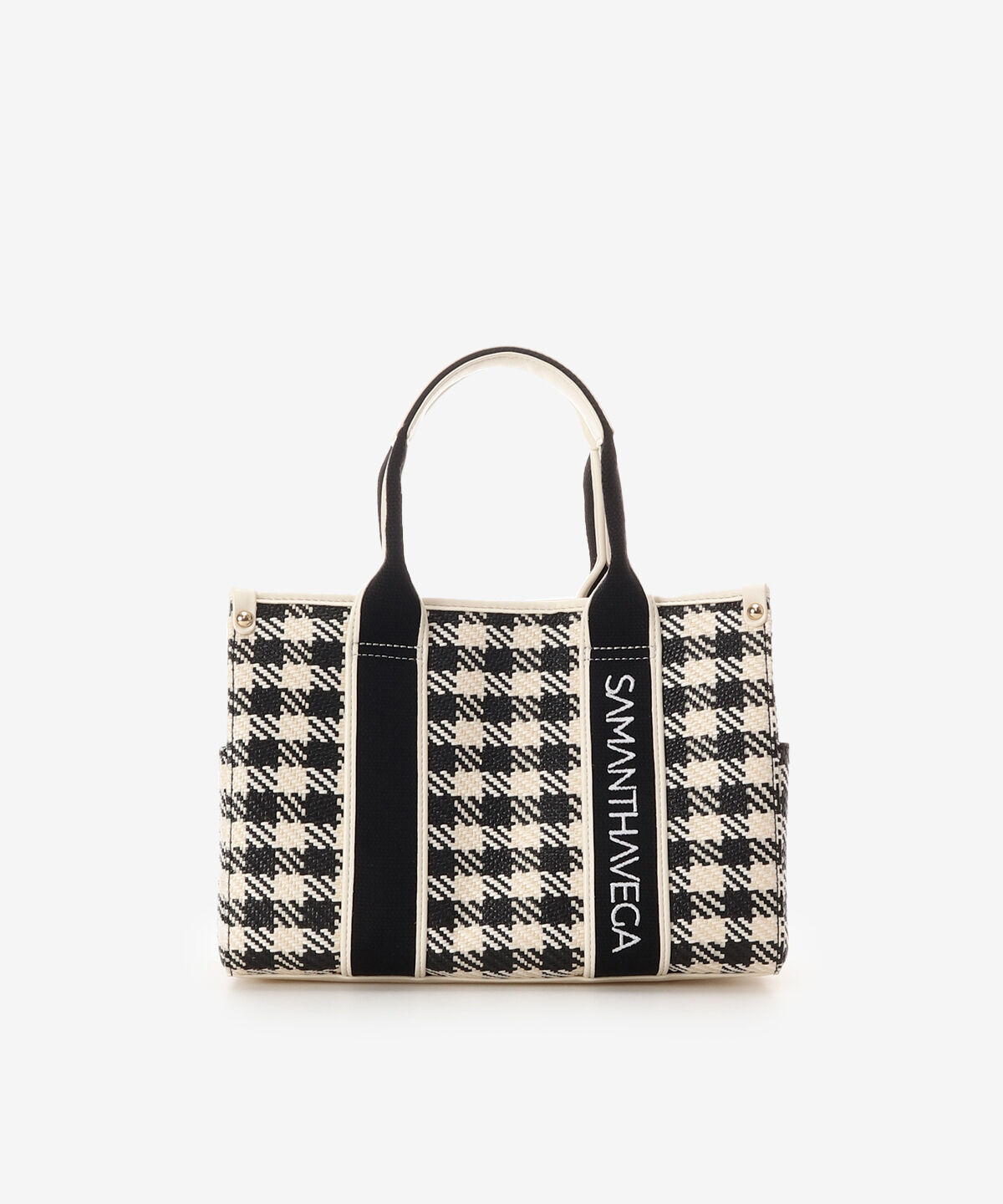 Samantha Vega「ロゴテープギンガムチェックトート（小）」|ハンドバッグ|ブラック