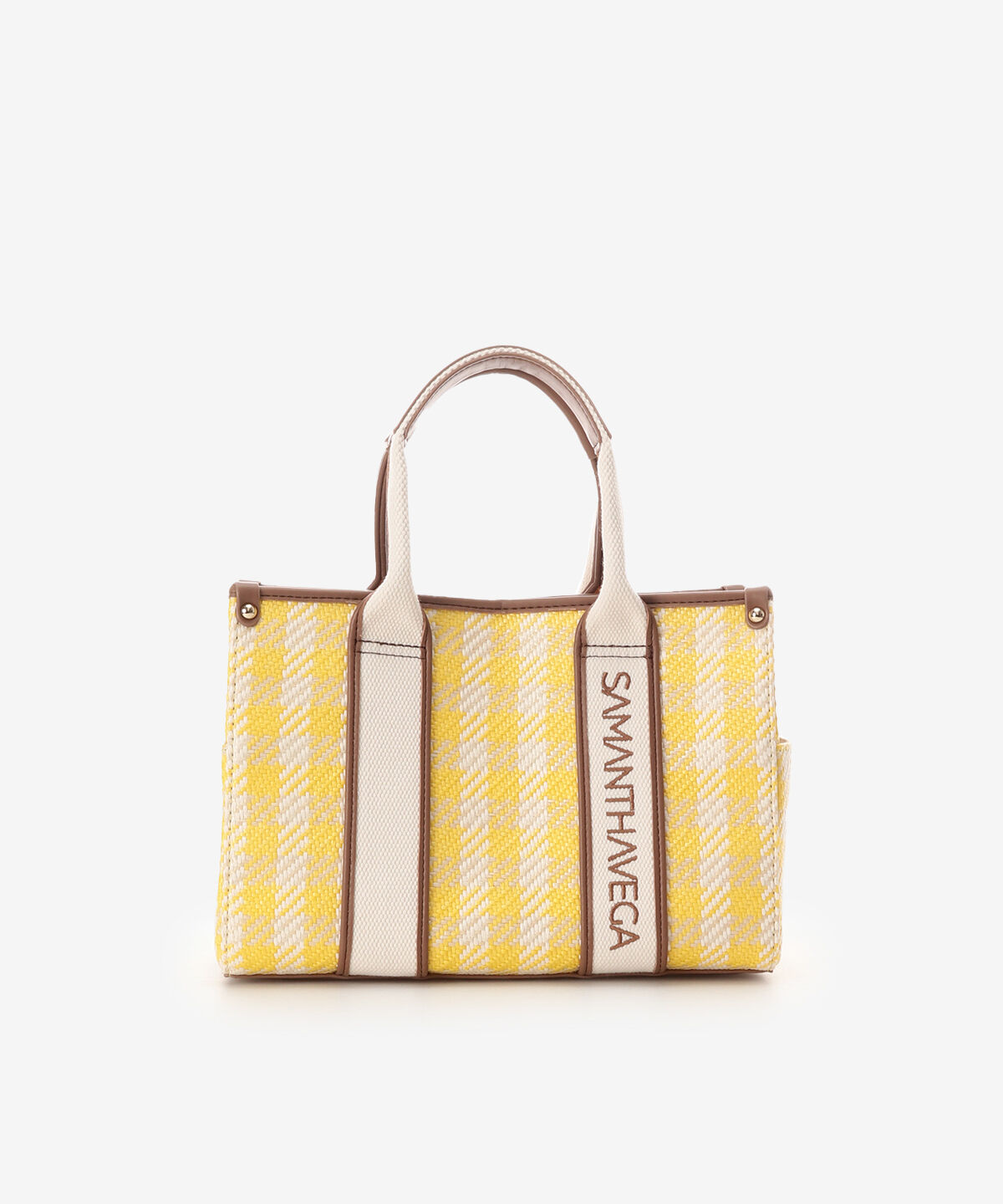Samantha Vega「ロゴテープギンガムチェックトート（小）」|ハンドバッグ|イエロー