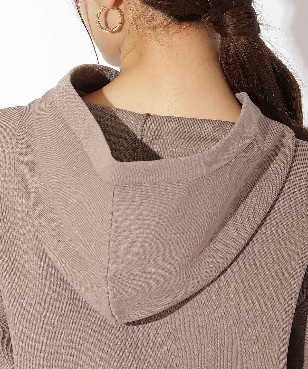 アンドクチュール「ニットクロップド丈ジップパーカー」|パーカー|