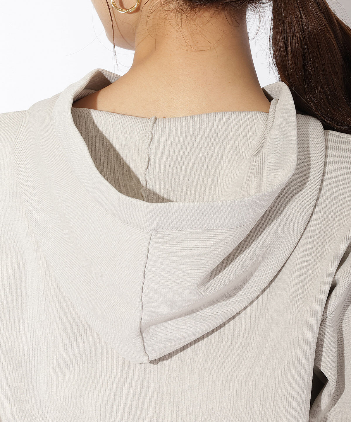 アンドクチュール「ニットクロップド丈ジップパーカー」|パーカー|