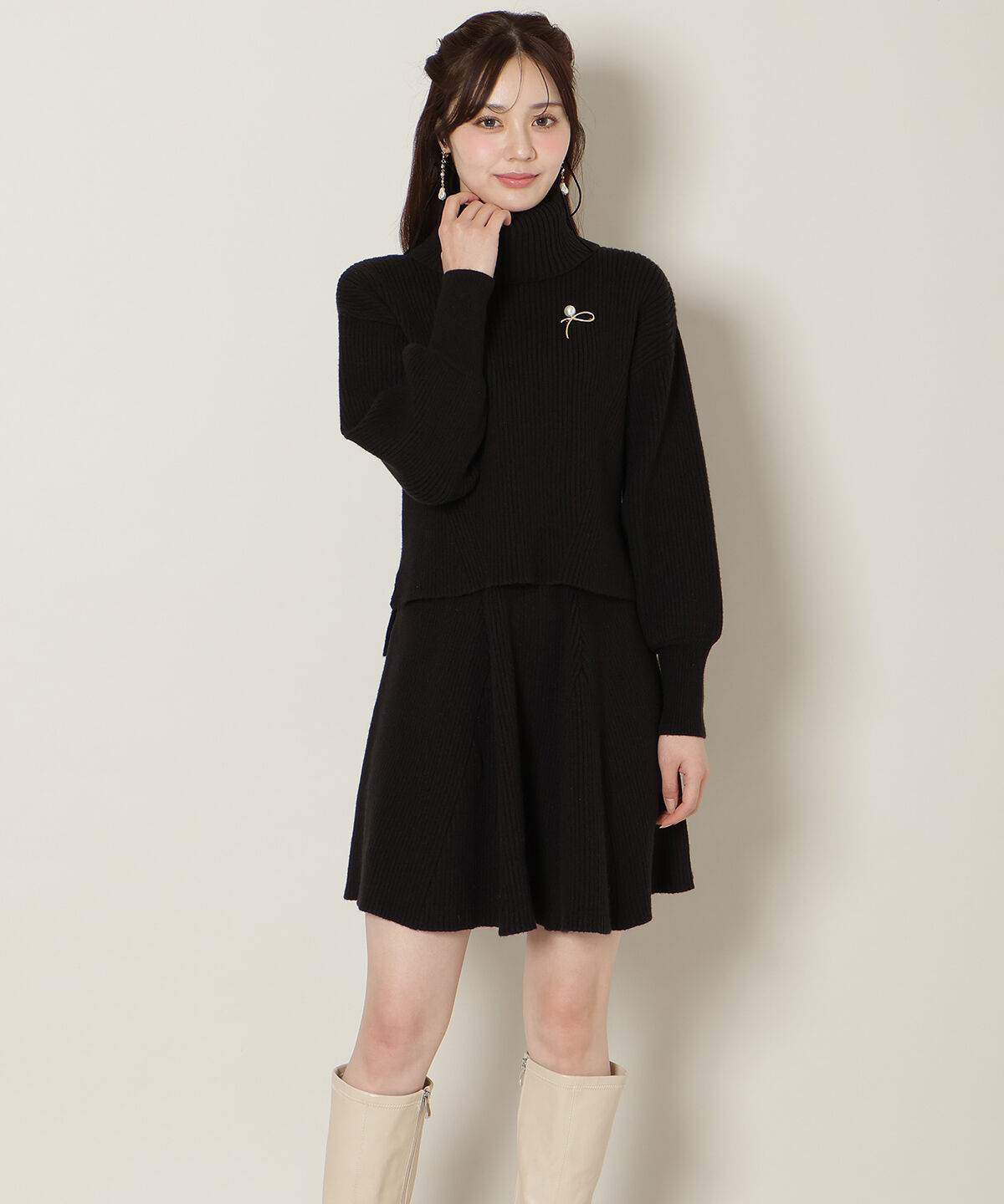 WILLSELECTION「オフタートル&times;スカートニットSETUP」|ワンピース|