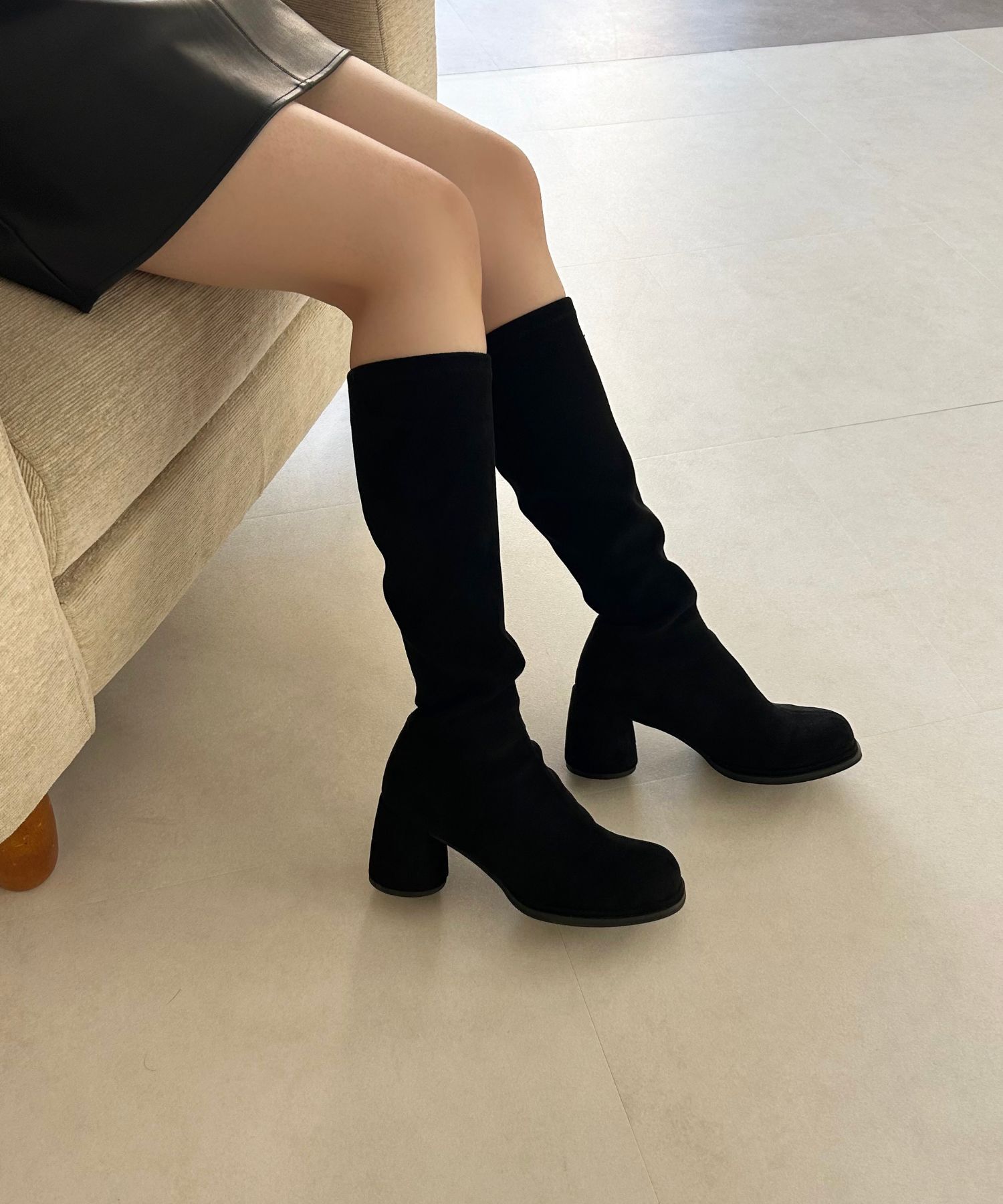 ORiental TRaffic「●2025秋冬新作●ピタッとフィット スエード ヒール ロングブーツ /55502 ストレッチ」|ロングブーツ|