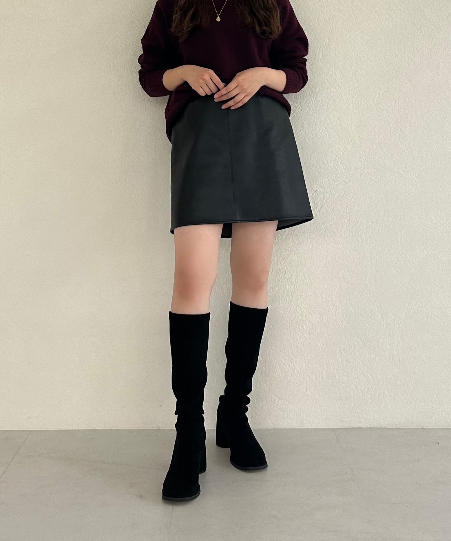 ORiental TRaffic「●2025秋冬新作●ピタッとフィット スエード ヒール ロングブーツ /55502 ストレッチ」|ロングブーツ|