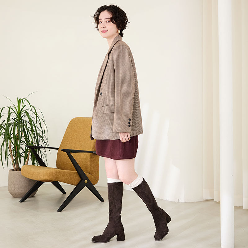 ORiental TRaffic「●2025秋冬新作●ピタッとフィット スエード ヒール ロングブーツ /55502 ストレッチ」|ロングブーツ|