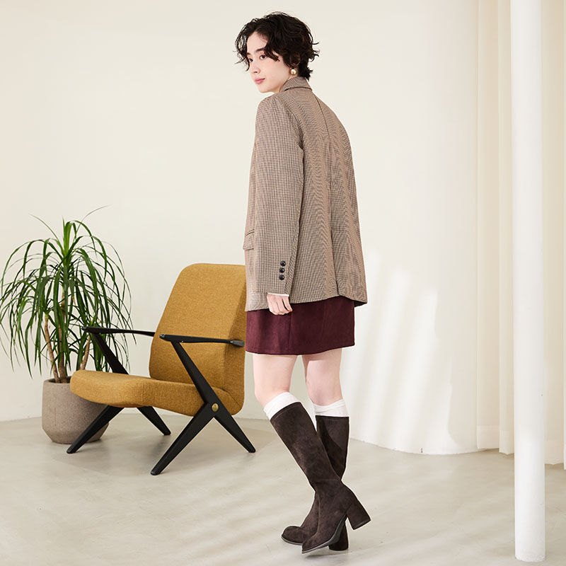 ORiental TRaffic「●2025秋冬新作●ピタッとフィット スエード ヒール ロングブーツ /55502 ストレッチ」|ロングブーツ|