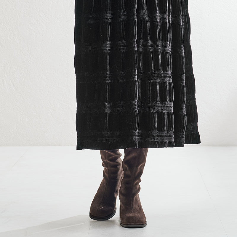 ORiental TRaffic「●2025秋冬新作●ピタッとフィット スエード ヒール ロングブーツ /55502 ストレッチ」|ロングブーツ|