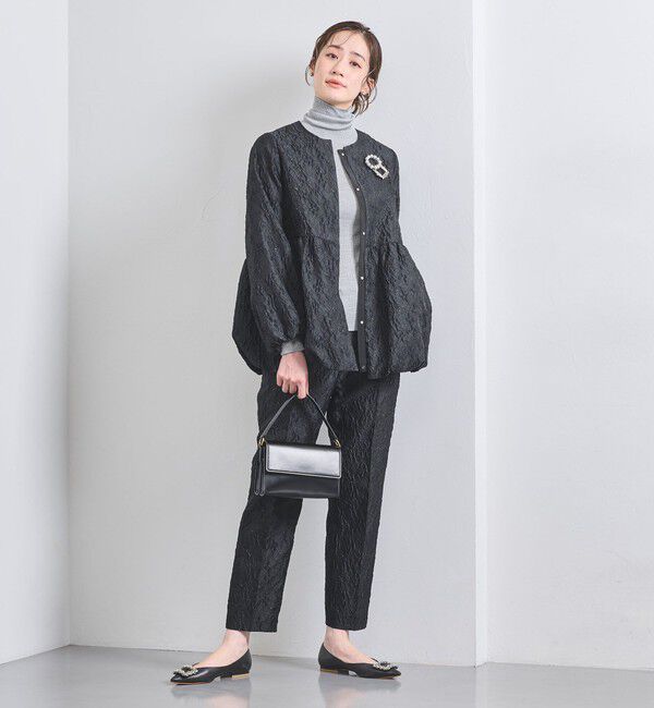 UNITED ARROWS「ツートーン ジャガード ブルゾン ジャケット」|ノーカラージャケット|