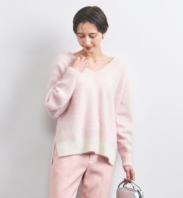 UNITED ARROWS「フォックス カシミヤ Vネック ニット」|ニット・セーター|LT.PINK