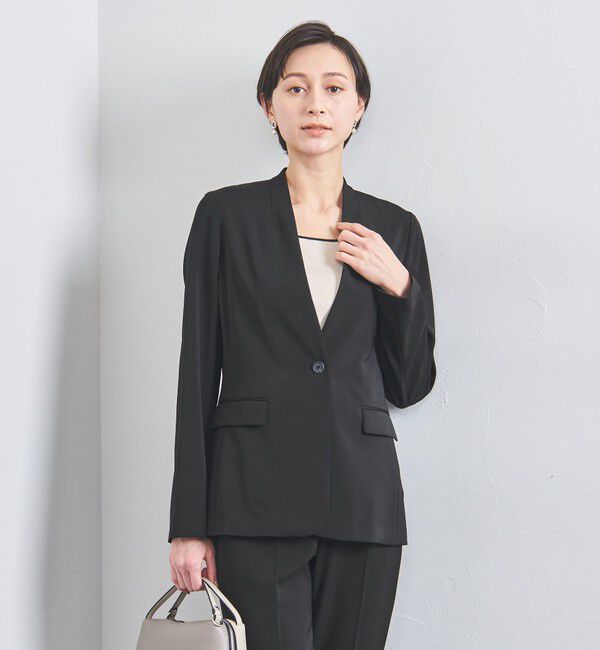 UNITED ARROWS「FEEL CLEAN Vノーカラー ジャケット」|ノーカラージャケット|