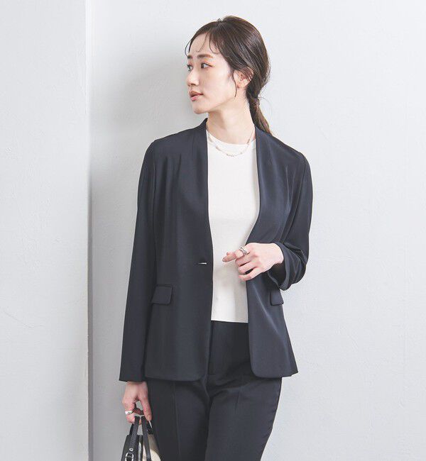 UNITED ARROWS「FEEL CLEAN Vノーカラー ジャケット」|ノーカラージャケット|NAVY
