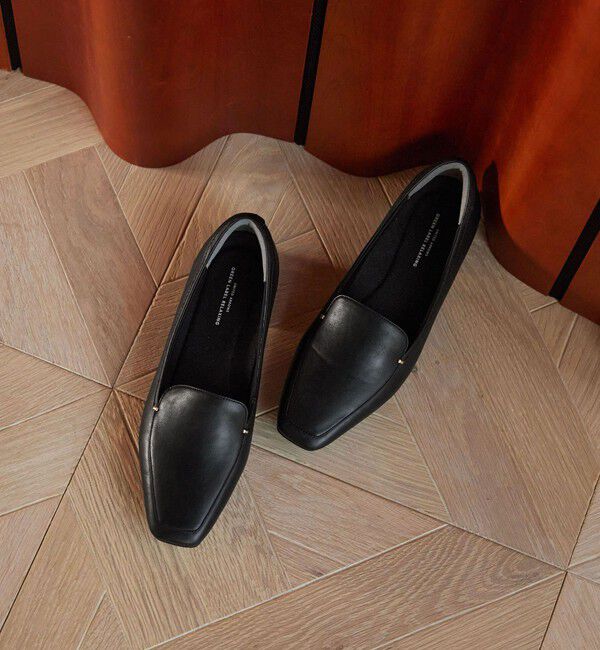 UNITED ARROWS green label relaxing「クッショニーシューズ メタルチップ モカ / フラットシューズ」|ローファー|BLACK